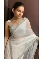 Jimmy Choo White Party Wear Hand Work Saree